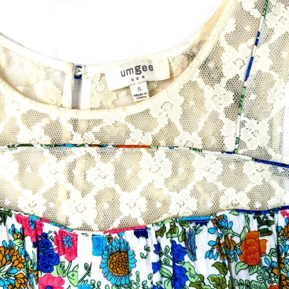 Umgee Babydoll Lace Women’s Sleeveless Floral Tunic Top Dress Size Small - Picture 2 of 6